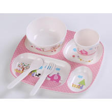 (BC-MK1007) Fashinable Design Reusable Melamine 5PCS Kids Cute Dinner Set